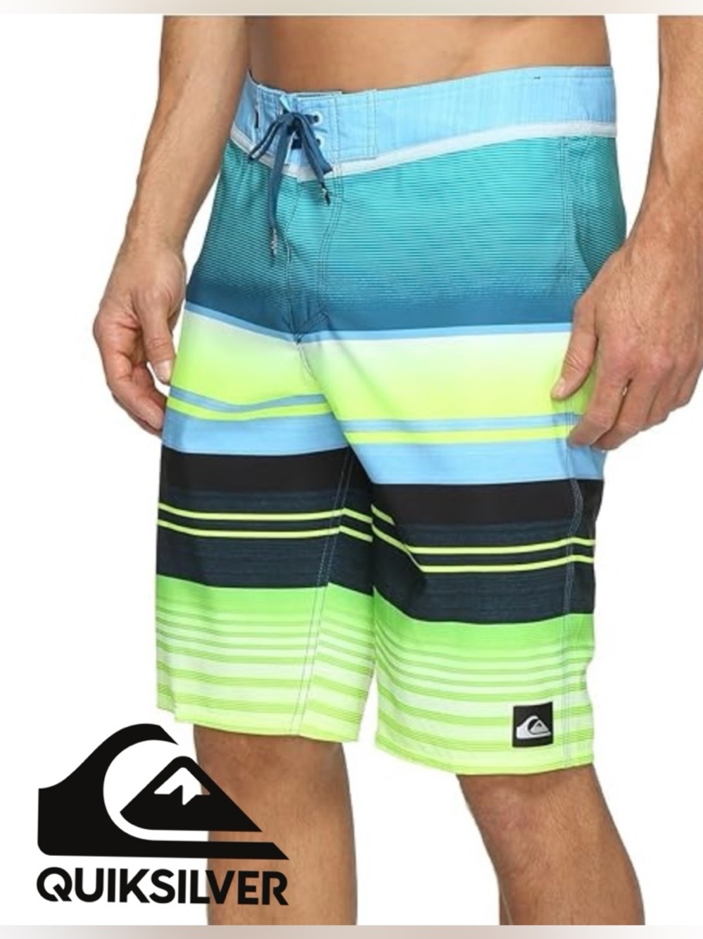 🩳🌺🔥 NWT Quiksilver Board Shorts Men’s 36 NWT Surf Swim Trunks Stripe Beach